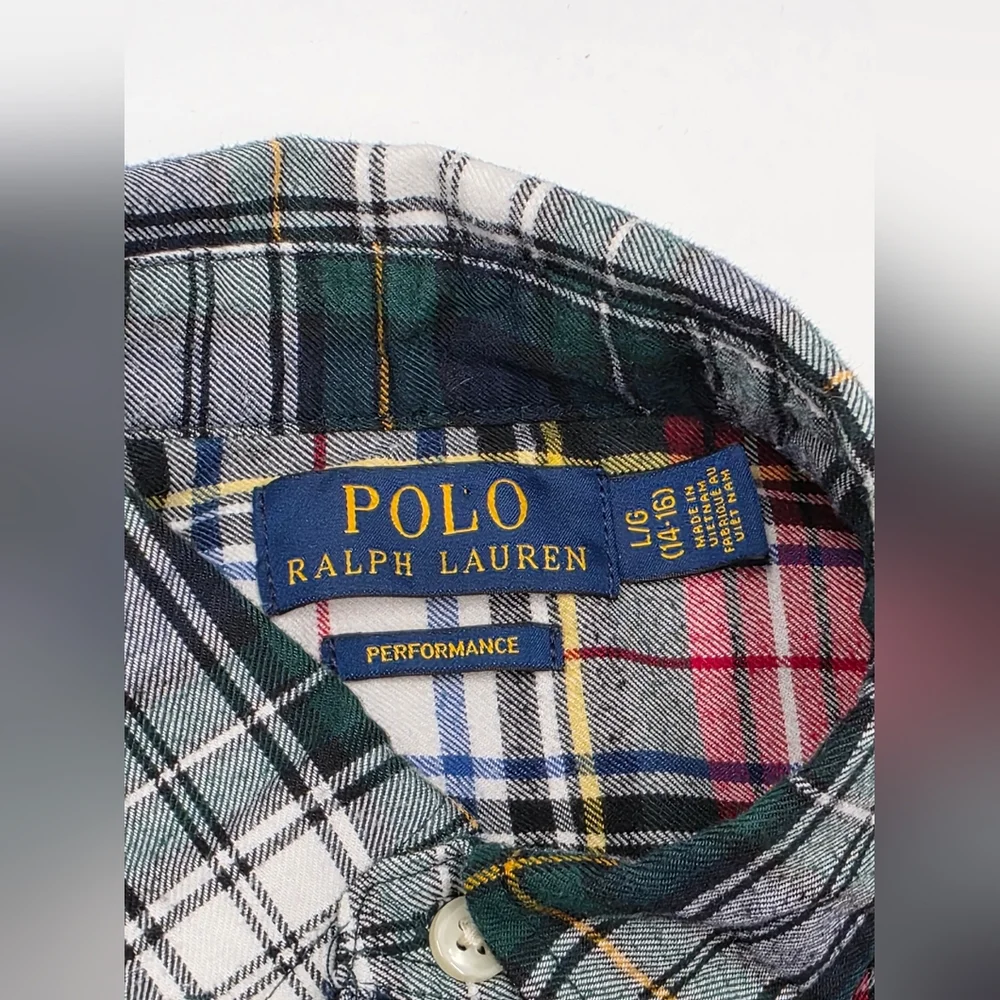 Polo Ralph Lauren boys' plaid flannel button down shirt size L